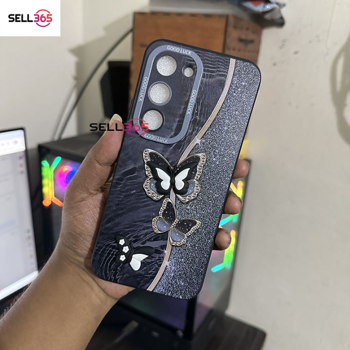 Realme C71 Ladies Back Cover With Stone Butterfly & Glitter Cover - Phone Back Cover