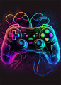 Neon Game Canvas Paintings Game Controller Gamer Gaming Neon Posters Canvas Prints Wall Art Pictures Esports Gamer Room Decor.