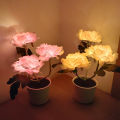 New Solar Peony Flower Lamp LED Simulation Peony Flower Potted Lamp Home Ornament Decorative Table Lamp Night Light. 
