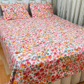 Cotton King Size Flat Bedsheet with Two Pillow Covers Cotton Blend Fabric 125-130 Thread Count Multicolor Print - 7.5 x 8.5 Feet Machine & Hand Washable. 