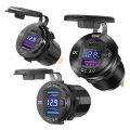 83W USB C Car Charger Socket DC Super Fast Charging Dual QC3.0 PD with Switch LED Voltage Display for 12V/24V Car Marine ATV.