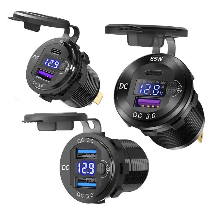USB Car Charger Socket, 12V-24V USB C Fast Car Charger With Switch, QC3.0 USB Type C PD Port Adapter Outlet For Marine Boat Golf Cart RV Motorcycle Truck - View #6