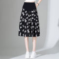 Bow Print Chiffon Skirt Maternity Dress2023Loose High Waist Drooping Mid-LengthaLine Skirt Belly Support Skirt. 