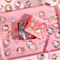 100Pcs/Box Sanrio Kawaii Stickers Mymelody Kuromi Cute Anime Cartoon Decoration Stickers Stationery Transparent DIY Waterproof PVC Stickers for Children Girls Toys Gifts. 