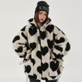 TEDSN Valentine's Day Sherpa Coat Love Heart Print Jacket Hop Thick Parka Lambl Men Women Winter Streetwear Outwear. 