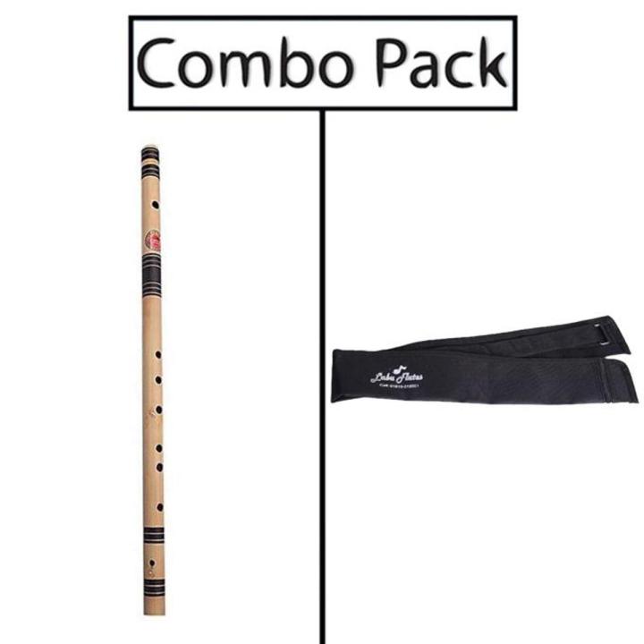 Combo of Scal F-11.5 Bamboo Flute and Flute Bag - Wooden