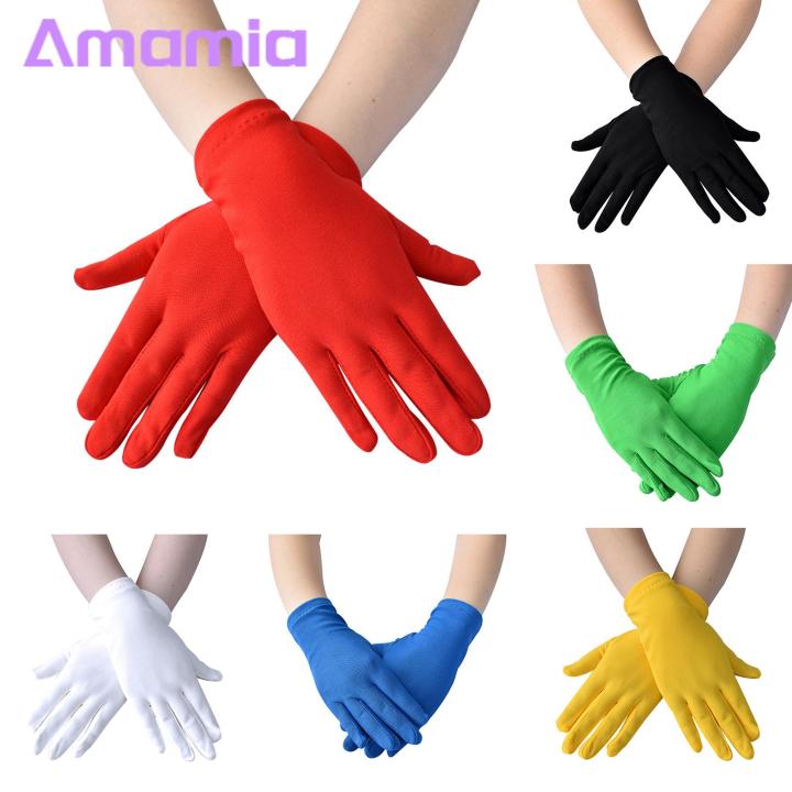 Amamia Satin Elastic Gloves Breathable Milk Silk Satin Stretch Gloves