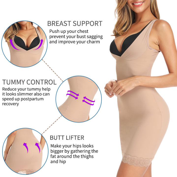 Shapewear%20Slip%20Dress%20for%20Women%20Tummy%20Control%20Camisole%20Full%20Slip%20Under%20Dress%20with%20Lace%20Seamless%20Slimming%20Body%20Shaper%20Long%20Cami%20-%20Image%203