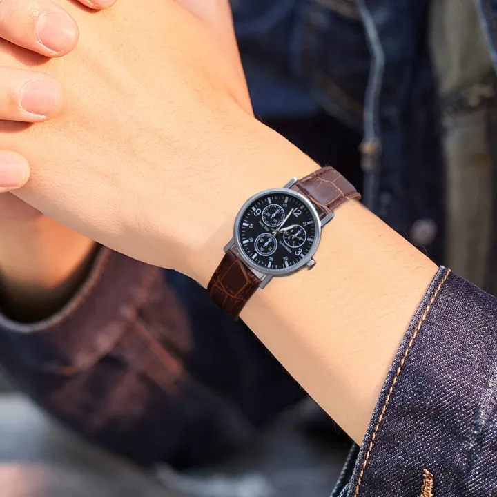 Sunnyheart%20Men%20Quartz%20Watch%20Stylish%20Men's%20Quartz%20Watch%20Clear%20Print%20Dial%20Adjustable%20Faux%20Leather%20Strap%20High%20Accuracy%20Business%20Gift%20Faux%20Leather%20Strap%20Men%20Watch%20-%20Image%209