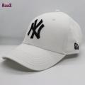 White Cotton N.Y Export Curved Visor Cap.