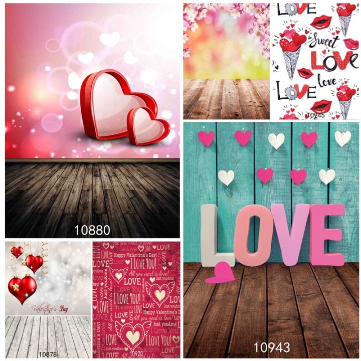 SHENGYONGBAO Art Fabric Valentine Day Photography Backdrops Prop Love Heart Rose Wooden Floor Photo Studio Background 211215-11