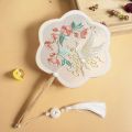 Chinese Style Embroidery Fan Decoration Fans With Ancient Style Long Handle Tassel Chinese Clothing Cheongsam Dance Hand Fan. 