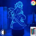 Manga 3d Light Kimetsu No Yaiba for Bedroom Decor Night Light Birthday Gift Table Lamp Anime Demon Slayer Mitsuri Kanroji Figure. 