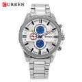 New Arrivals Curren 8274 Luxury Men Wrist Watch Alloy Strap Fashion Heavy Dial Male Business Quartz Classic Brand Watch-Silver and Blue. 