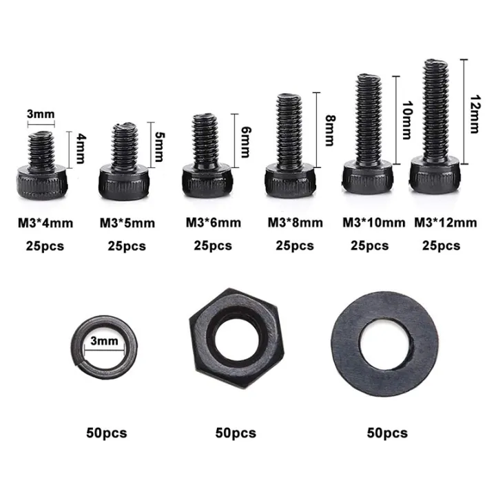 300%20Pcs%20Nuts%20Bolts%20Set%20Hex%20Bolts%20Nut%20and%20Washer%20Assortment%20Screws%20Bolts%20M3%20Tool%20Kit%20with%20Plastic%20Box%20(Black)%20-%20Image%204