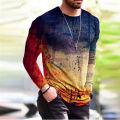 6XL Men's Clothing Fashion T-Shirts Autumn Long Sleeve Tie-dye Gradient Street Tee 3D Printing Oversized Clothing Male Tops. 