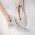 Wedding Dress Photo Studio Photography Pointed High Heels Stiletto Heel Low-Cut Rhinestone Pumps Wedding Shoes Bridal Women's Shoes Super. 