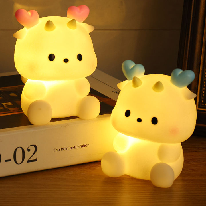 LED Luminous Cartoon Little Dragon Night Light Toys Portable Kids Bedroom Bedside Desk Light Atmosphere Lamp Decor