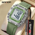 SANDA Solid Color Transparent Dial Multifunctional Timing Watch Outdoor Waterproof Night Light Men's Watch SD2175-6. 