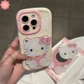 Lovely Hello Kitty 3D DIY Doll Rotate Makeup Mirror Case Compatible for IPhone 16 13 15 14 12 11 Pro Max X XS XR Max 15 7 16 14 Plus 7Plus SE2020 Luxury Cream Puffs Soft Case. 