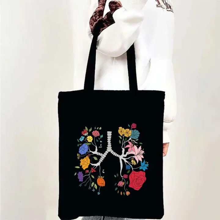 Medicine%20Health%20Heart%20Brain%20Doctor%20Nurse%20Medical%20Cross%20Floral%20Stethoscope%20Men%20Women%20Shoulder%20Canvas%20Totes%20Bags%20Shopping%20Handbags%20-%20Image%204