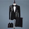 Black Special Occasion Men Suit Groom Groomsman Wedding Party Tuxedo 2 Piece Set Men Suit Jackets Pants Gift Bow. 