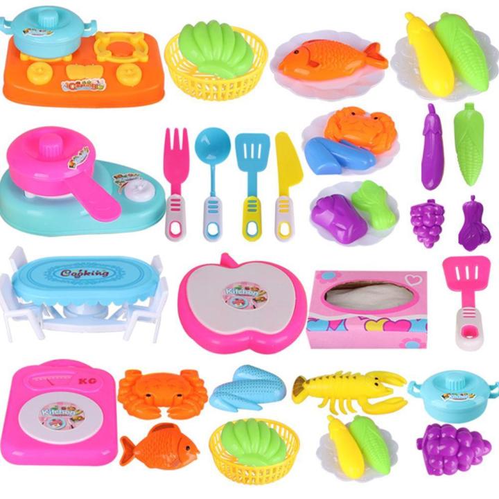 Children Plastic Simulation Kitchenware Foods Sets Pretend Play Cooking Utensils Toys Gifts
