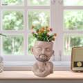 Pot Head Planter with Drainage Hole Craft Desktop Human Funny Face Flower Pot for Drawing Room Bedroom Indoor Cabinet Bookshelf. 