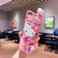 Phone Case For OPPO A7 A5S A12 A3S A37 A9  A5  A53 A92 A52 A31  Cartoon cute 3D Hello Kitty phone case soft silicone phone case cover bracket lanyard. 