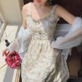 Spaghetti Strap Dress Women French Elegant Vintage Floral Dress Sweet 2021 Summer Fashion Clothing Party One Piece Dress Korean. 