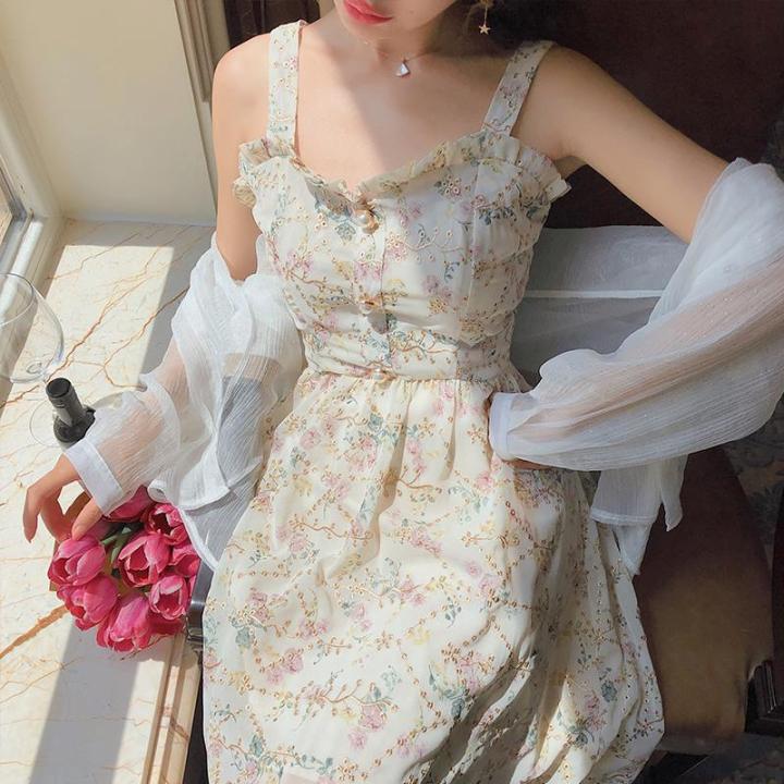 Spaghetti%20Strap%20Dress%20Women%20French%20Elegant%20Vintage%20Floral%20Dress%20Sweet%202021%20Summer%20Fashion%20Clothing%20Party%20One%20Piece%20Dress%20Korean%20-%20Image%202