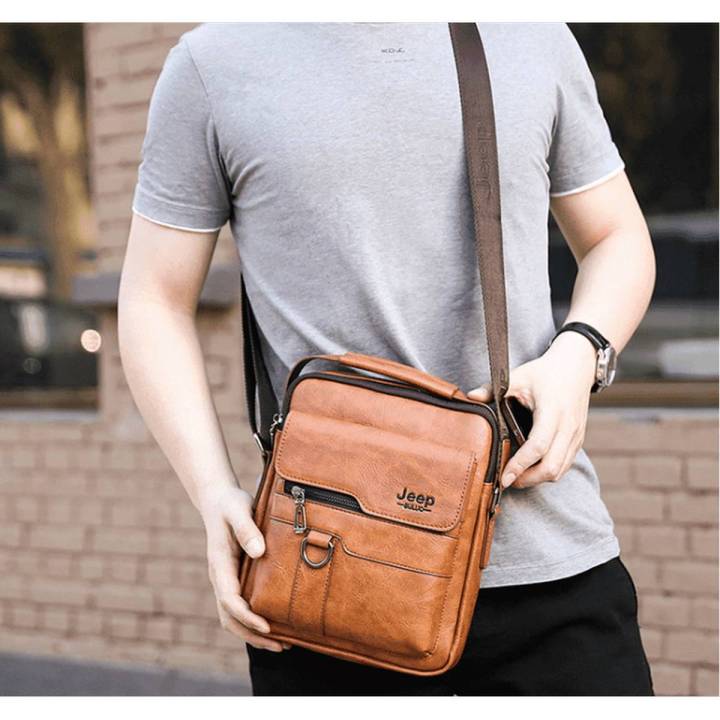 Pu Leather Cross Body Bag For Men 9.7 inches