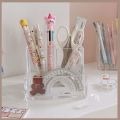 Transparent Acrylic Pen Holder New Square Three Grid Pencil Rack Large Capacity Stationery Desktop Organizer School.