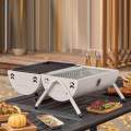Grill Barbecue Grill Camping Grilling Meat Holder Rack Cooking Tabletop Grill for Outdoor, Camping, Campfire , With Baking Tray, White. 