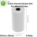 5 Pcs 57mm x 30mm Sticker For Mini Printer, Photo Print, Pocket Printer, Mobile Printer, Color Printer, Sticker Printer. 