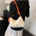 Fold Wrinkle Bag Good Quality Zipper Closure Women Shoulder Bags Pleated Bubbles Handbags for Women.