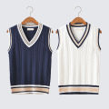 Sweater Vest Men Autumn Winter Velvet V-neck Striped Big Size 5XL Oversize Mens Couples Preppy Style Students Vests. 