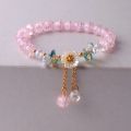 Korean Colorful Crystal Beaded Bracelet for Women Bohemian Shell Daisy Flower Pendant Elastic Bracelets Party Wedding Jewelry. 