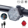 Cycling Light USB Rechargeable Bicycle Tailight Hexagon Safe Warning Flashing Tail Light Riding Bike Lights Red. 