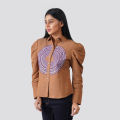 VIRGO BROWN TENCEL CASUAL SHORT SHIRT FOR WOMEN. 