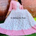 China Linen Fabric Long Kurti with Stylish Koti – Women’s Designer Gown. 