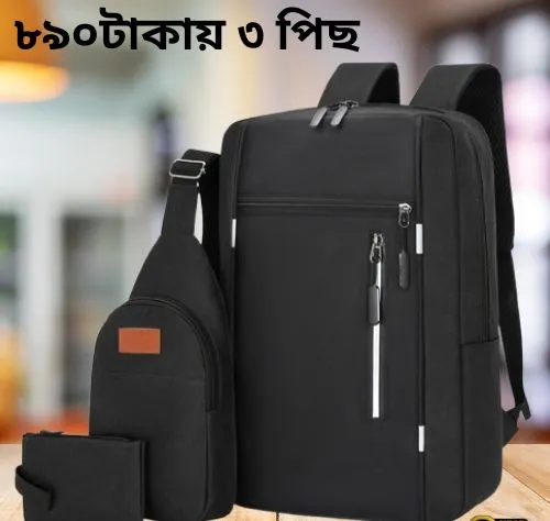 3%20Pics%20Bag%20Combo%20Pack%20For%20Man%20(Black%20Color)%20-%20Image%204