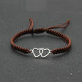 Handwoven Couple Bracelet Romantic Red Double Heart Heart Bracelet Stainless Steel Jewelry Gift Handmade Red String Bracelet for Couples Jewelry Friendship Gift Anniversary Present Relationship Symbol.