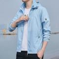Sun Protection Jacket Trendy Lightweight Hooded Zipper Hood Elastic Cuff Coat for Travel Men Jacket Sun Protection Top. 