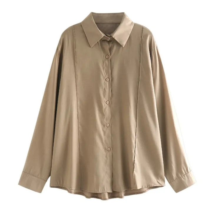 White%20Shirt%20Women's%20Spring%20and%20Autumn%20New%20Fashion%20Design%20Korean%20Style%20Top%20Young%20Long%20Sleeve%20Bottoming%20Bandage%20Dress%20Shirt%20Coat%20-%20Image%205