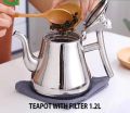 Stainless Steel KashiTeapot SilverWith Infuser Tea Filter Coffee Tea Kettle Water Kettle Drinkware (Ee-1 Ltr). 