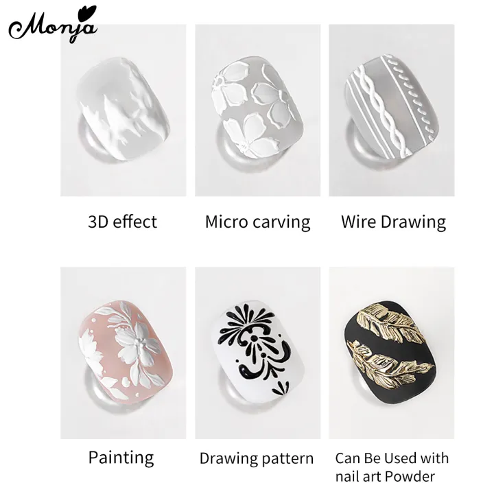 Monja%205ml%203D%20Painted%20Embossed%20Gel%20No-wash%20Black%20White%20Nail%20Art%20Plaster%20Nail%20Gypsum%20Drawing%20Gel%20Nail%20UV%20Gel%20DIY%20Makeup%20Tool%20-%20Image%204