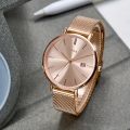 Women's Minimalist Quartz Watch Business Fashion Analog Calendar Stainless Steel Wrist Watch. 