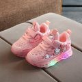 Hello Kitty Shoes For Kids Baby Lights Shoes Girl Anti-slip Sneaker Casual Children's Pink Purple Led Leisure Sports Shoes. 