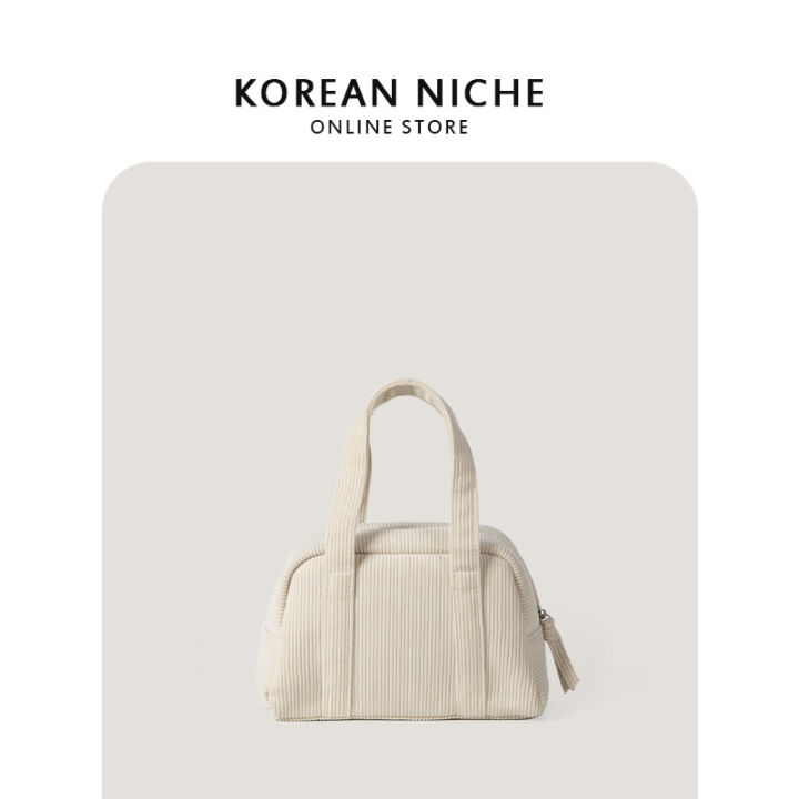 orean ersion retro soft corduroy handbag women's bag 2023 new autumn /winter nhe design commuting bag